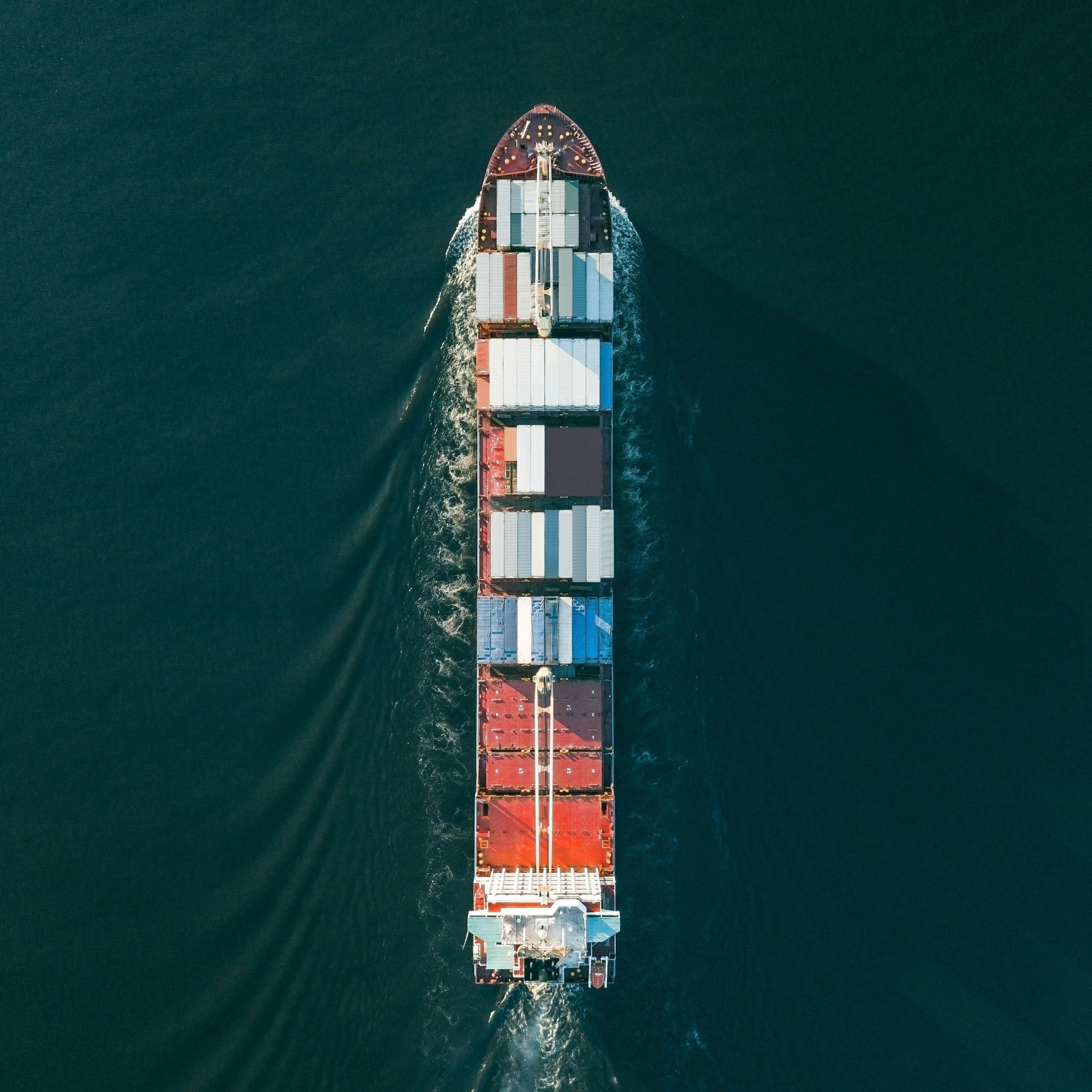 Container ship sailing in sea